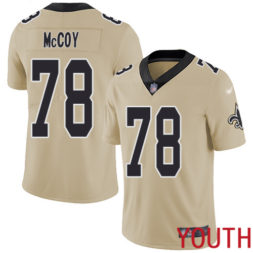 New Orleans Saints Limited Gold Youth Erik McCoy Jersey NFL Football 78 Inverted Legend Jersey